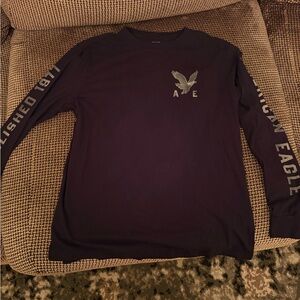 American Eagle Outfitters Black Graphic Long Sleeve Tee